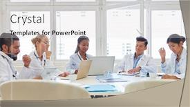  Presentation with medical training - Theme enhanced with medical-team-in-training-works background and a light gray colored foreground