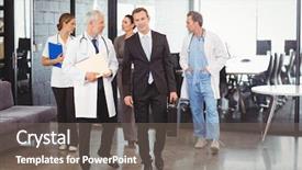  Presentation with medical leadership - Slide deck enhanced with medical team interacting each other background and a gray colored foreground