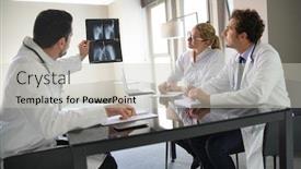  Presentation with xray - Audience pleasing presentation theme consisting of medical-team-looking-at-xray backdrop and a light gray colored foreground