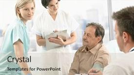  Presentation with blood pressure - Amazing PPT layouts having medical team measuring blood pressure backdrop and a coral colored foreground