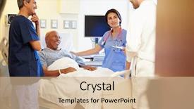  Presentation with team meeting - Colorful slide set enhanced with medical team meeting with senior backdrop and a coral colored foreground