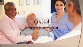  Presentation with team meeting - Cool new PPT theme with medical team meeting with senior backdrop and a coral colored foreground