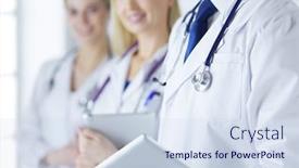  Presentation with medical - PPT theme having medical-team-of-doctors-man background and a sky blue colored foreground