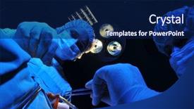  Presentation with surgery - PPT theme with medical team performing an operation background and a navy blue colored foreground