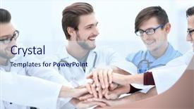  Presentation with labor and delivery medical team - Presentation featuring medical team showing their success background and a sky blue colored foreground