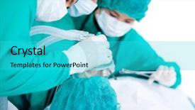  Presentation with medical anesthesia - Amazing slides having medical team using surgery equipment backdrop and a cyan colored foreground