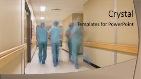  Presentation with medical emergency trauma team - PPT layouts enhanced with medical team walking in hospital background and a coral colored foreground