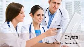  Presentation with design medical hospital - PPT layouts enhanced with medical team working in hospital background and a coral colored foreground