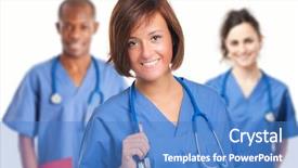  Presentation with nursing - Audience pleasing PPT layouts consisting of medical team backdrop and a teal colored foreground
