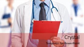  Presentation with public health team - Beautiful slide deck featuring medical teamwork - doctor in front of his backdrop and a  colored foreground