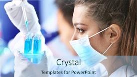  Presentation with laboratory - PPT layouts enhanced with medical technicians working in laboratory background and a light blue colored foreground