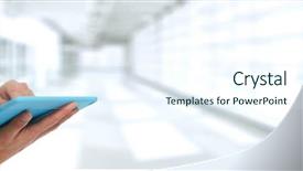  Presentation with tablet - Amazing presentation theme having medical technology - doctor hands with tablet computer backdrop and a sky blue colored foreground