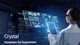  Presentation with research - Amazing presentation design having medical technology - scientist woman doing research mixed backdrop and a ocean colored foreground