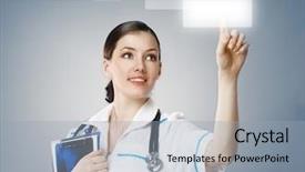  Presentation with successful person - Presentation theme enhanced with medical technology - successful person making use background and a light gray colored foreground