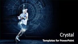  Presentation with training aspire man running - Audience pleasing slide set consisting of medical technology - young running man against digital backdrop and a black colored foreground