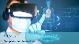  Presentation with virtual reality medical - Beautiful PPT theme featuring medical-technology-concept-doctor-wearing backdrop and a light blue colored foreground
