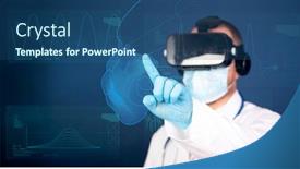  Presentation with virtual reality medical - Presentation theme featuring medical-technology-concept-doctor-wearing background and a ocean colored foreground