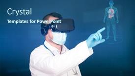  Presentation with virtual reality medical - Presentation theme having medical-technology-concept-doctor-wearing background and a ocean colored foreground