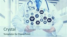  Presentation with media - Beautiful PPT layouts featuring medical technology concept mixed media backdrop and a sky blue colored foreground