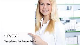  Presentation with medical pharmacy - PPT theme with mellow fresh red summer strawberries in rustic ceramic bowl on jute burlap canvas background high angle view background and a coral colored foreground