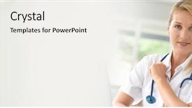  Presentation with medical laptop - Amazing PPT layouts having medical templatwes - portrait of doctor in office backdrop and a white colored foreground