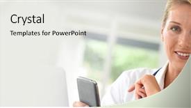  Presentation with nurse - Colorful presentation design enhanced with medical templatwes - portrait of nurse in office backdrop and a  colored foreground