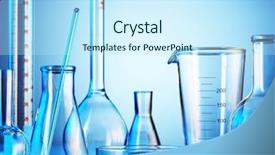  Presentation with glassware - PPT theme having medical test experiment - laboratory glassware on color background background and a cool aqua colored foreground