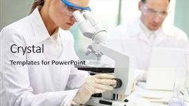  Presentation with laboratory chemical - Slides having medical test experiment - serious clinician studying chemical element background and a sky blue colored foreground