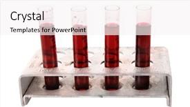  Presentation with white cells - Audience pleasing PPT theme consisting of medical test tubes with blood backdrop and a sky blue colored foreground
