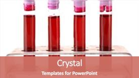  Presentation with blood test - PPT theme featuring medical test tubes with blood background and a coral colored foreground