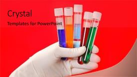  Presentation with red medical - Presentation having medical test tubes with fluid background and a red colored foreground