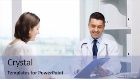  Presentation with health care - Presentation theme featuring medical testing - medicine health care and people background and a light blue colored foreground