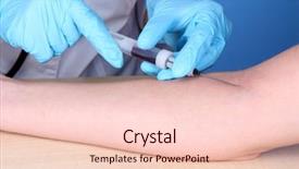  Presentation with blood veins - Beautiful presentation featuring medical tetanus - nurse takes blood backdrop and a lemonade colored foreground