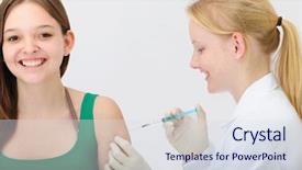  Presentation with tetanus - Beautiful theme featuring medical tetanus - vaccination female doctor injecting vaccine backdrop and a sky blue colored foreground