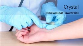  Presentation with vaccine hesitancy - Amazing PPT layouts having medical tetanus - vaccine injection in hand backdrop and a light blue colored foreground