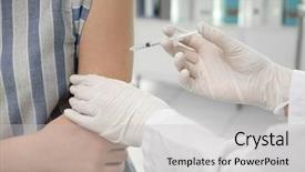  Presentation with tetanus - Presentation theme having medical tetanus - young girl receiving vaccination background and a light gray colored foreground