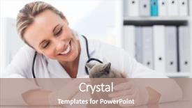  Presentation with hello kitty cute little kitten - Cool new presentation with medical theme - happy female veterinarian examining kitten backdrop and a coral colored foreground