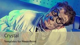  Presentation with crazy - Amazing PPT theme having medical theme funny crazy scientist backdrop and a mint green colored foreground