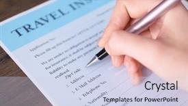  Presentation with trophy award hand holding - Slide deck with medical tour - female hand holding pen background and a sky blue colored foreground