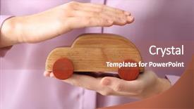  Presentation with wooden toy - Theme with medical tour - female hands holding wooden toy background and a red colored foreground