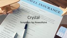  Presentation with insurance islam - Amazing PPT theme having medical tour - pen on blank travel insurance backdrop and a light gray colored foreground