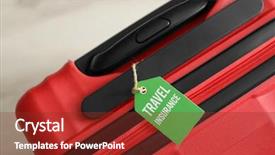  Presentation with red medical - Cool new PPT theme with medical tour - red suitcase with label closeup backdrop and a  colored foreground