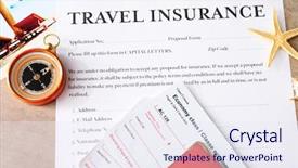  Presentation with non life insurance - Audience pleasing presentation theme consisting of medical tour - tickets and compass on travel backdrop and a  colored foreground