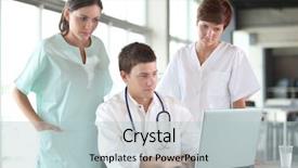  Presentation with nurses - Beautiful PPT layouts featuring medical training - closeup of doctor and nurses backdrop and a light blue colored foreground