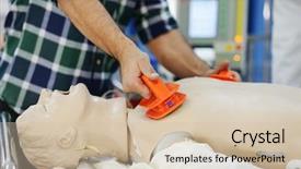  Presentation with medical training - Audience pleasing presentation design consisting of medical training - doctors working at modern hospital backdrop and a soft green colored foreground