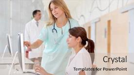  Presentation with intern - Slides with medical training - nurse with intern working background and a soft green colored foreground