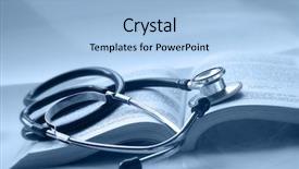  Presentation with medical training - Slides having medical training - stethoscope lying on a book background and a light blue colored foreground