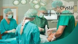  Presentation with team training - Slides with medical training - surgery team working together background and a mint green colored foreground