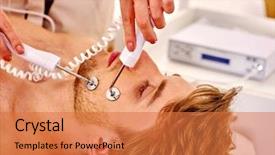  Presentation with ultra - Cool new presentation design with medical ultra sound - portrait of man receiving electric backdrop and a  colored foreground