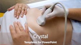  Presentation with medical ultrasound - Presentation design having medical ultrasound - examining of a stomach background and a tawny brown colored foreground